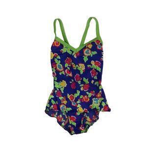 Land's End Womens‎ Blue Floral One Piece Swimsuit Size 10